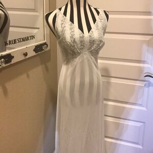 Pale blue sexy see-through lace nightgown‎